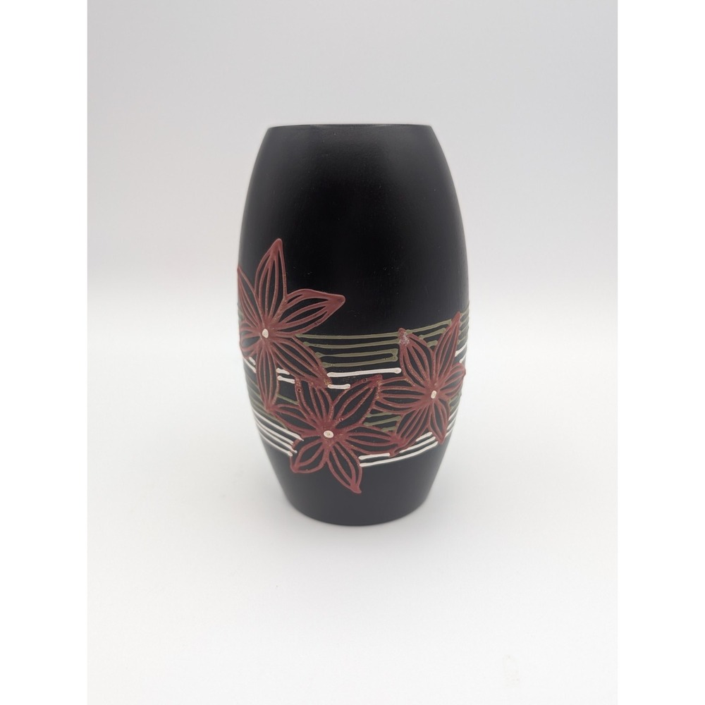 Seven Seas Trading Company Kauai Hawaii Wooden Tea Light Candle Holder Floral 5"